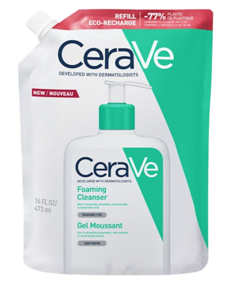 Cerave Schiuma Detergente Viso e Corpo - CeraVe - Ricarica flacone 473 ml - Detergente delicato per pelli normali e sensibili